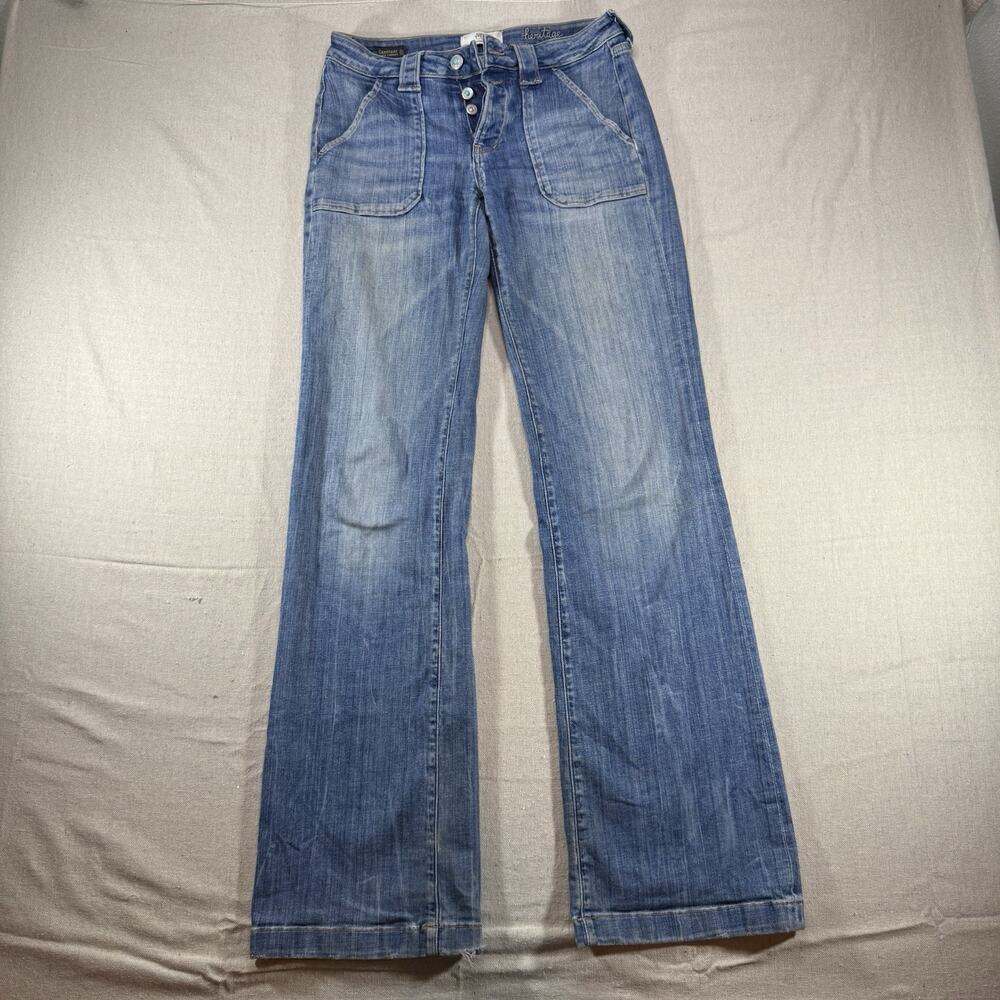 Le Temps des Cerises 212 Heritage Flare Jeans Womens 26 Turquoise Button Fly
